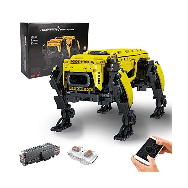 SDXFUWA 15067 Puppy Chien Robot - Programmable avec télécommande, Chien Jouet Mécanique APP+RC, Jaune, Cadeau pour Les Enfant