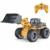 fisca Pelleteuse télécommandée, 1:18 Bulldozer télécommandé 6 canaux, 2,4 GHz 4WD télécommande Véhicules de Chantier avec lum