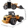 fisca Pelleteuse télécommandée, 1:18 Bulldozer télécommandé 6 canaux, 2,4 GHz 4WD télécommande Véhicules de Chantier avec lum