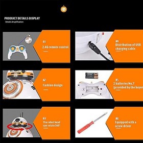 JLHOBBY Star Wars BB-8 RC Robot Star Wars BB-8 2,4 GHz Télécommande Figurine Robot Action Son Intelligent Jouets Voiture avec
