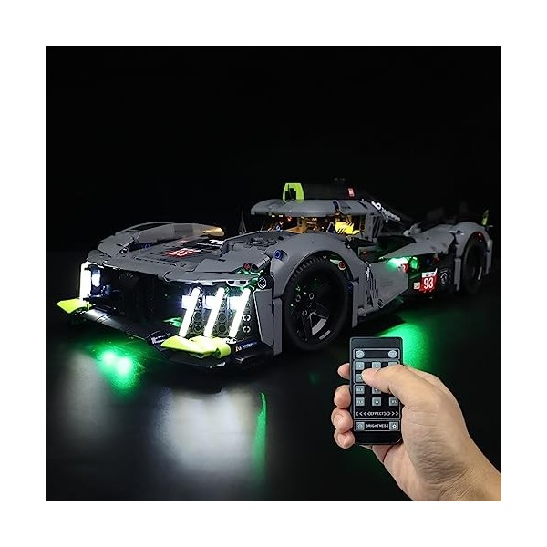 Hosdiy Jeu de Lumière - Télécommande LED Lumiere Kit pour Lego-42156 - Compatible avec 9X8-24H-Le-Mans-Hybrid-Hypercar-42156