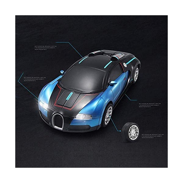 Waqihreu Voiture télécommandée 34CM Déformation Bugatti 2.4Ghz Style Télécommande Veyron Voiture Rechargeable avec Dérive Par