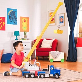 Battat- Jumbo Crane Truck Grue Géant – Grand Camion avec Bras et Panier – Véhicules de Construction pour Enfants de 3 Ans et 