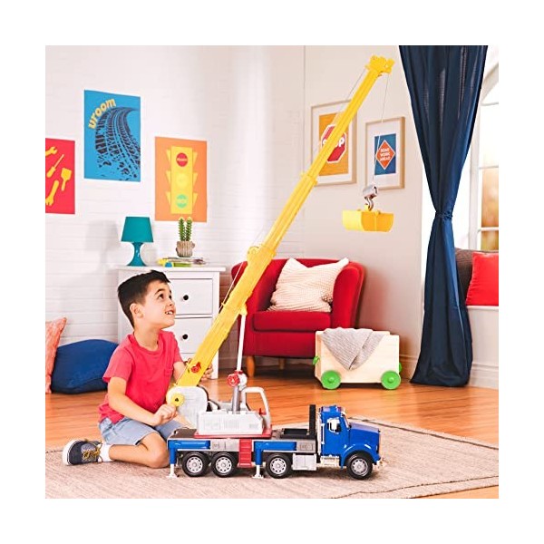 Battat- Jumbo Crane Truck Grue Géant – Grand Camion avec Bras et Panier – Véhicules de Construction pour Enfants de 3 Ans et 