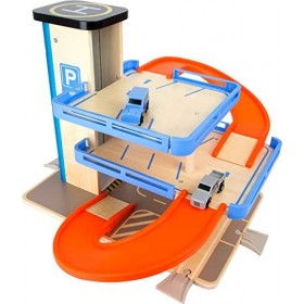 Small Foot 10343 Parking Business Class en bois, compatible avec les voies ferrées commerciales, à partir de 3 ans