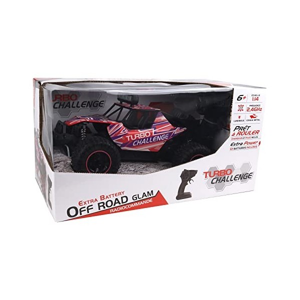 Turbo Challenge - Off Road Glam - Elite - 1/14-098458 - Voiture Télécommandée - Rose - Prêt à Rouler - 2 Batteries - Batterie