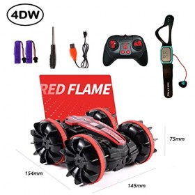 Voiture télécommandée amphibie avec 2 piles rechargeables, télécommande 2.4 GHz et détection de mouvement de montre, voiture 