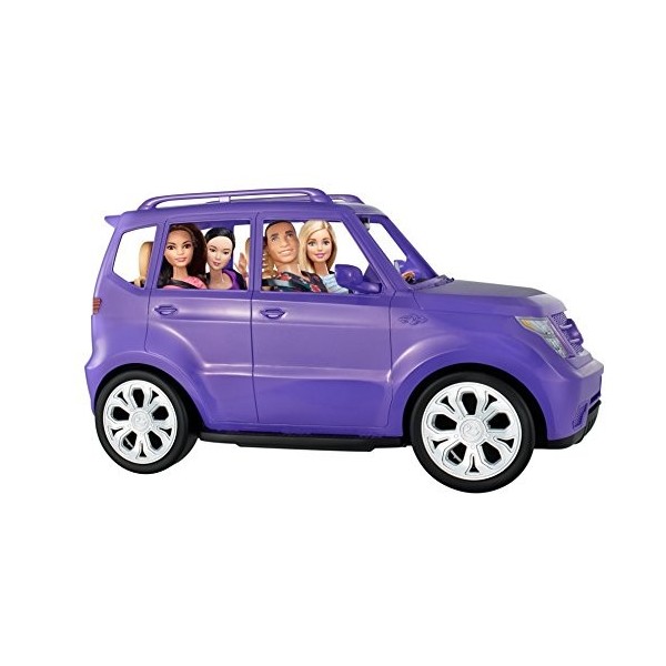 Barbie Voiture 4x4 tout terrain pour poupée, véhicule violet décapotable, jouet pour enfant, DVX58