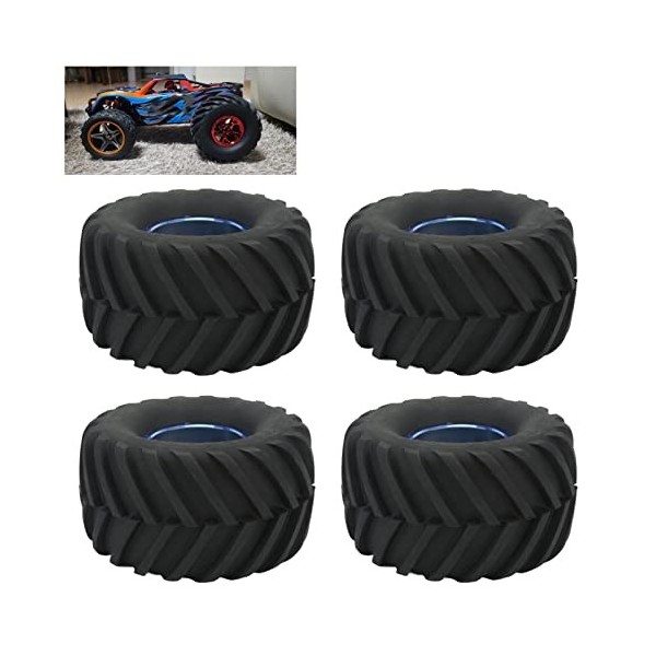 Vbestlife 4 Pièces 1/10 échelle Monster Truck Pneus RC Voiture Pneu et Roues pour 1/10 Voiture Télécommandée