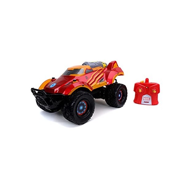 Jada Toys Marvel 253228002 Voiture télécommandée Iron Thruster avec Turbo, Charge USB, 3,6 m/s, Distance de contrôle 25 m, éc