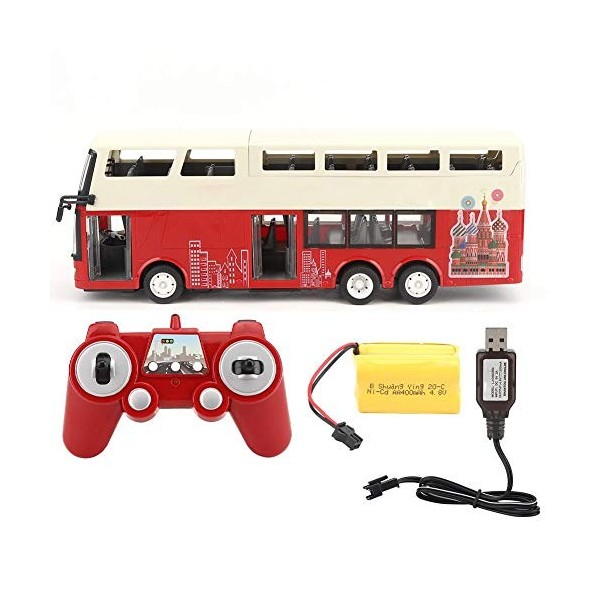 T best RC Bus, 1/18 Double Decker Jouet télécommande Enfants DIY Bus modèle Voiture Jouet