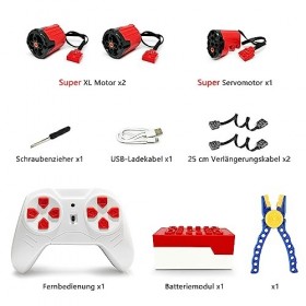 Kit de moteurs de construction Technique Power Functions, 2 moteurs XL, 1 servomoteur, télécommande, module de batterie, câbl