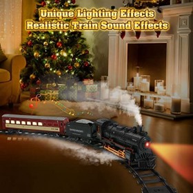 Cadeau de Noël pour Les Enfants de 3 à 12 Ans, Jouet de Train électrique pour garçons et Filles, fumée, lumières et Sons, Set