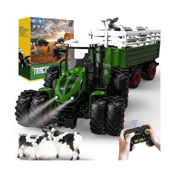 Tracteur télécommandé, voiture télécommandée à partir de 3 4 5 ans,  tracteur jouet à partir de 3 ans, tracteur RC avec téléco