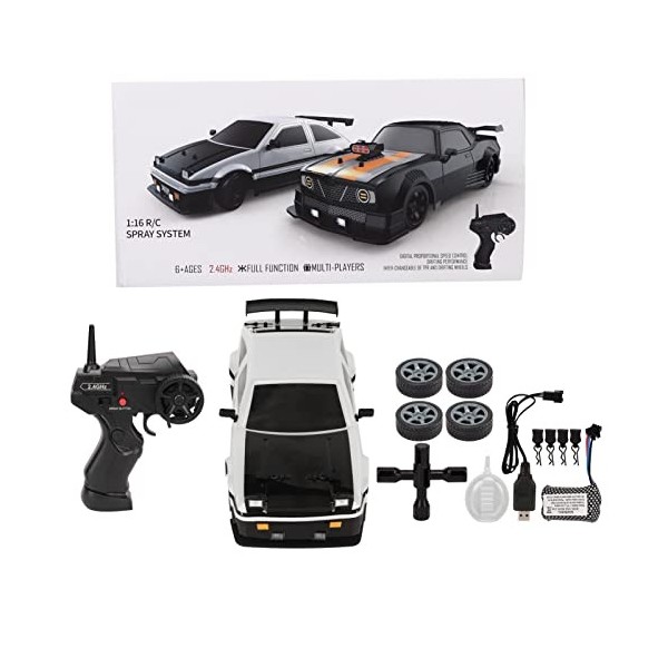 BuyWeek Voiture télécommandée, 4 Roues motrices RC Car 1/16 2.4Ghz Simulation RC Drift Car Toy avec 2 Jeux de pneus pour garç