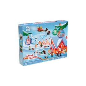 PLUS PLUS - Calendrier de lAvent 2023 avec 25 Cadeaux Surprises, Contient 600 pièces - Jeu de Construction - Cadeau de Noël 
