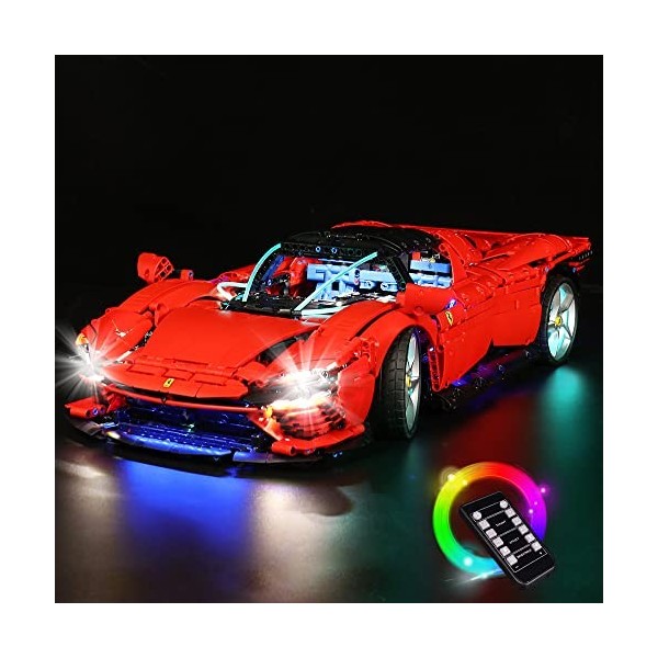 BrickBling 42143 Éclairage LED pour Lego Ferrari Daytona SP3 – Compatible avec le modèle de briques Lego Technic, télécommand