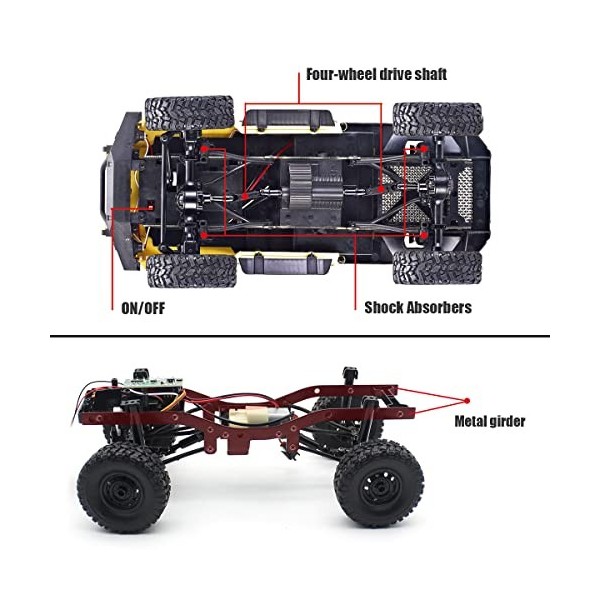 fisca 1:16 WPL C24-1 C24-1 Voiture Full Scale 4WD Off-Road Truck avec phare RC Car Véhicule élévateur Vitesse Modèle Jouet