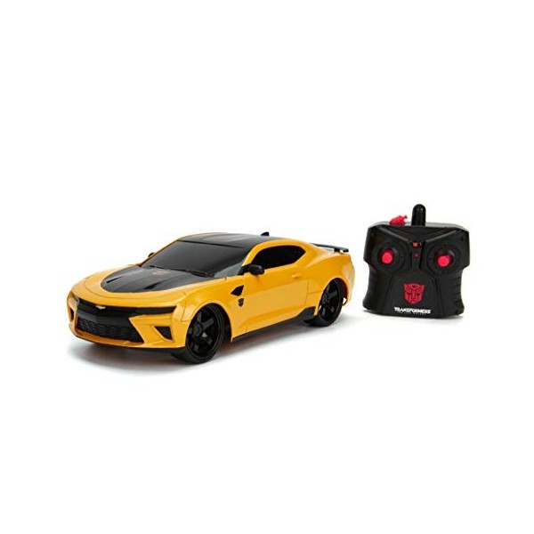 Jada Toys Transformers Voiture Bumblebee 2016 Chevy Camaro radiocommandée avec 2 canaux, Voiture radiocommandée en Avant/arri