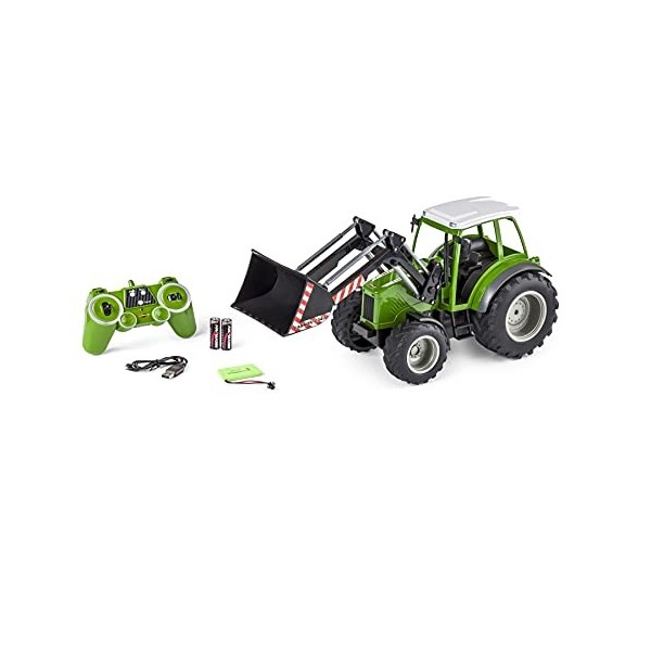 Carson 500907347 RC Tractor with Front Loader 1:16 - Véhicule télécommandé, véhicule agricole pour Enfants à partir de 8 Ans,