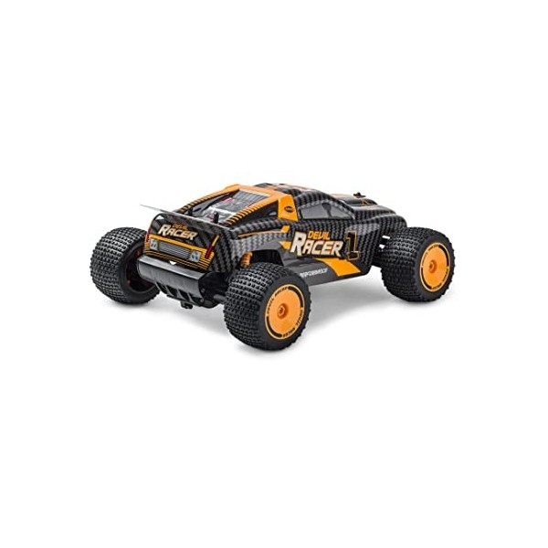 Carson 500404243 1:10 Devil Racer 2,4G 100% RTR Orange - Voiture télécommandée, truggy RC, avec Piles et télécommande, véhicu