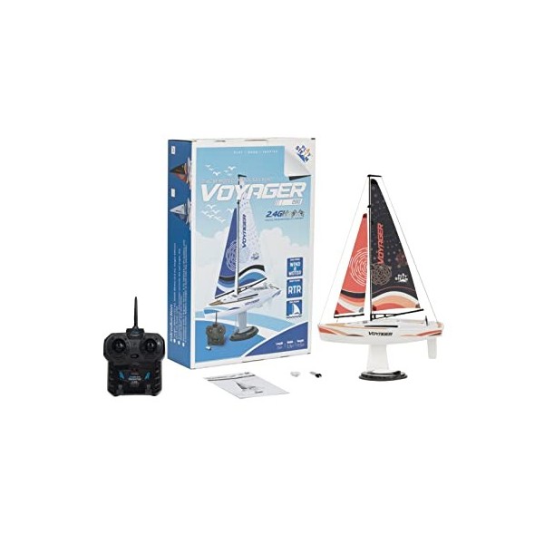 PLAYSTEAM Voyager 280 RC Controlled Wind Powered Sailboat in Red - 17.5" Tall