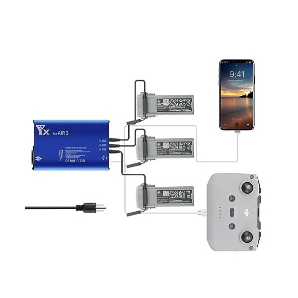 Taoke Compatible avec Le Chargeur Intelligent pour Batterie et télécommande Mavic Air 3