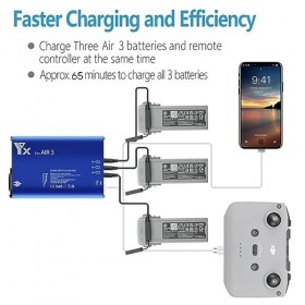 Taoke Compatible avec Le Chargeur Intelligent pour Batterie et télécommande Mavic Air 3