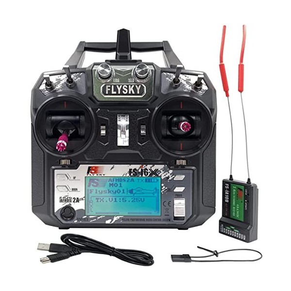 DTXMX Flysky FS-i6X 2.4G Radio Transmetteur et Récepteur FS-iA10B 10CH RC Contrôleur pour RC Avion Hélicoptère FPV Drone Bate