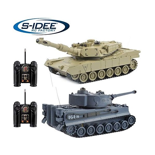 sidee® 22001 Lot de 2 réservoirs de bataille 99822 1:28 avec système de combat infrarouge intégré 2,4 GHz RC RC RC Tank radio