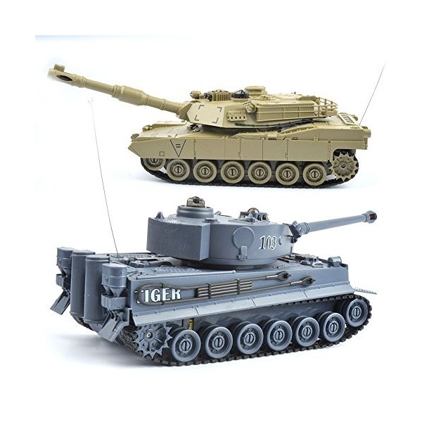 sidee® 22001 Lot de 2 réservoirs de bataille 99822 1:28 avec système de combat infrarouge intégré 2,4 GHz RC RC RC Tank radio