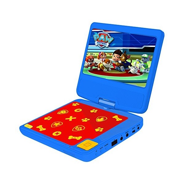 Lexibook Lecteur DVD portable Pat’Patrouille, avec port USB, Bleu/Rouge, DVDP6PA