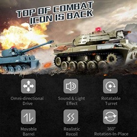 plplaaoo 1/30 Mini réservoir de télécommande avec lumières et Sons, RC Tank,Tourelle Rotative 270 degrés,2.4G Jouet de réserv