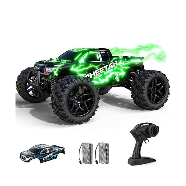 Tecnock Voiture Télécommandée 1/16, 4x4 Voiture RC pour Adultes, 40 KM/H, 2 Batteries 40 Minutes Dautonomie, Monstertruck 2,