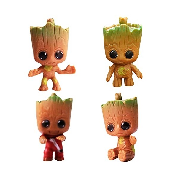 Hilloly 4 Pcs Baby Groot, Baby Groot Figurine, Les Gardiens de la Galaxie 2, Figurine Groot Flowerpot Bébé Modèle Mignon - Gr