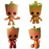 Hilloly 4 Pcs Baby Groot, Baby Groot Figurine, Les Gardiens de la Galaxie 2, Figurine Groot Flowerpot Bébé Modèle Mignon - Gr