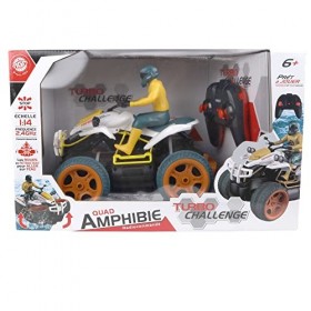 TURBO CHALLENGE - Quad - Amphibie - 098440 - Véhicule Télécommandé - Blanc - 1/14 - Prêt à Rouler - Batterie Rechargeable et 