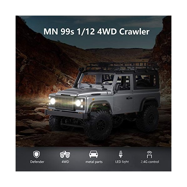 Voiture Tout-Terrain 2.4G 1/12 4WD RTR Crawler pour modèles MN 99s