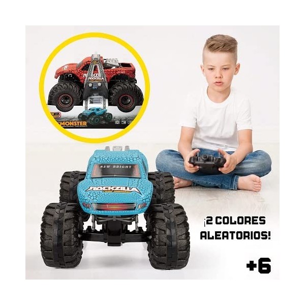 COLORBABY New Bright 46805 Voiture RC 1:10 Zilla USB Sortiert Rouge/Bleu 