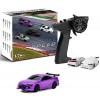 FLYCOLOR Turbo 1/76 échelle Mini RC Voiture avec 2.4G télécommande Classique LED Light Full échelle modèle c73 Gris 