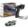 FLYCOLOR Turbo 1/76 échelle Mini RC Voiture avec 2.4G télécommande Classique LED Light Full échelle modèle c73 Gris 