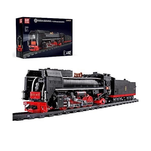 Mould King 12003 Kit de Construction de Train, 1552 Pièces Le Train À Vapeur avec Lumières LED et télécommande, Vapeur Ferrov