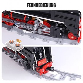 Mould King 12003 Kit de Construction de Train, 1552 Pièces Le Train À Vapeur avec Lumières LED et télécommande, Vapeur Ferrov