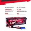 SANKAKU 11.1V Batterie LiPo RC 6400mAh 100C 3S Batterie Lithium Polymère Coque Rigide avec Prise EC5 pour véhicules télécomma