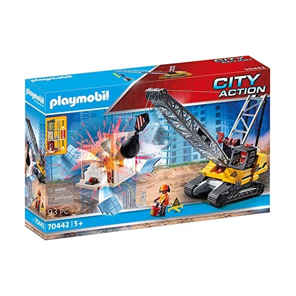 Playmobil 70442 Dragline avec Mur de Construction- City Action - La Construction- La Vie de Chantier Chantier