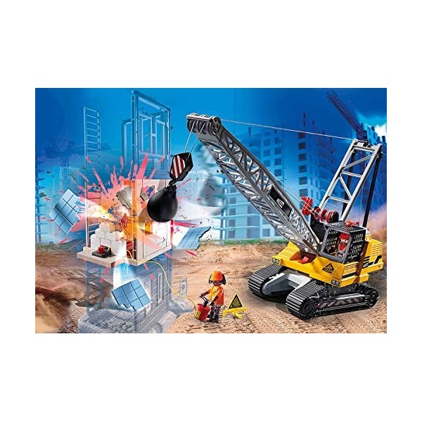 Playmobil 70442 Dragline avec Mur de Construction- City Action - La Construction- La Vie de Chantier Chantier