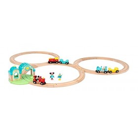 BRIO - 32292 - Circuit Mickey Mouse Deluxe/Disney - Mickey and Friends - Coffret Complet 33 pièces - Circuit de Train en Bois