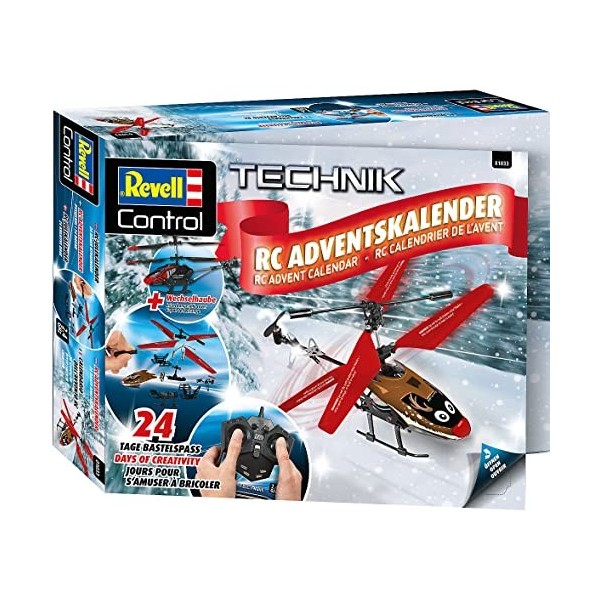 Revell Control- Calendrier de lAvent RC Hélicoptère avec télécommande 2,4 GHz Éclairage LED Gyro, Piles incluses Véhicule à 