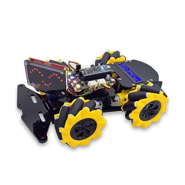 Adeept Kit de construction de robots 4WD omnidirectionnels Mecanum Roues Voiture pour ESP32-S3 Banana Pi PicoW-S3 STEM Téléco