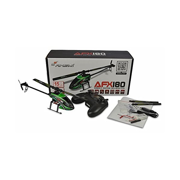 Amewi 25314 AFX180 Hélicoptère à Rotor Unique 4 canaux 6G RTF 2,4 GHz avec Fonction démarrage Automatique et émetteur LCD Ver